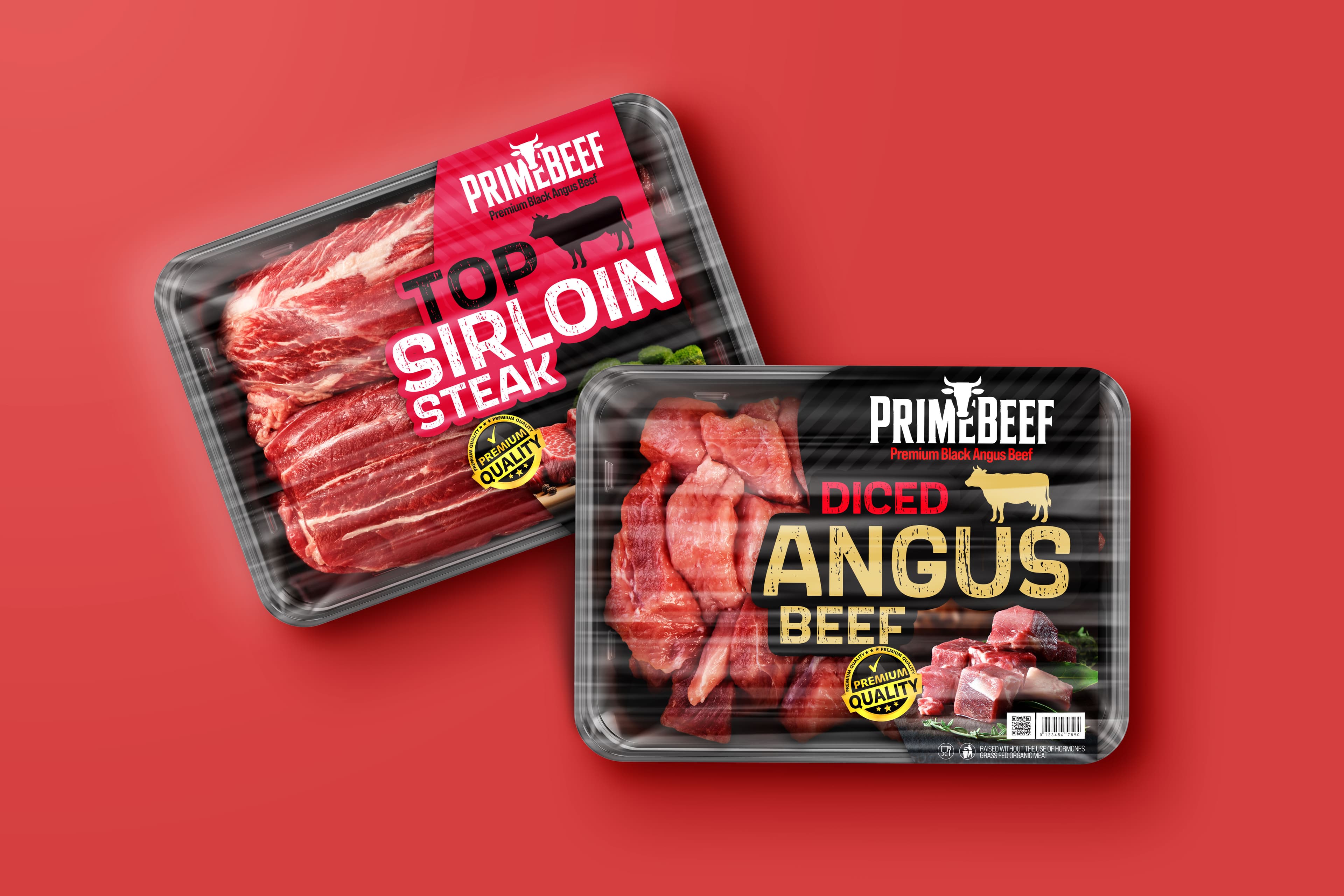 PrimeBeef retail meat packaging with freshness-focused product presentation