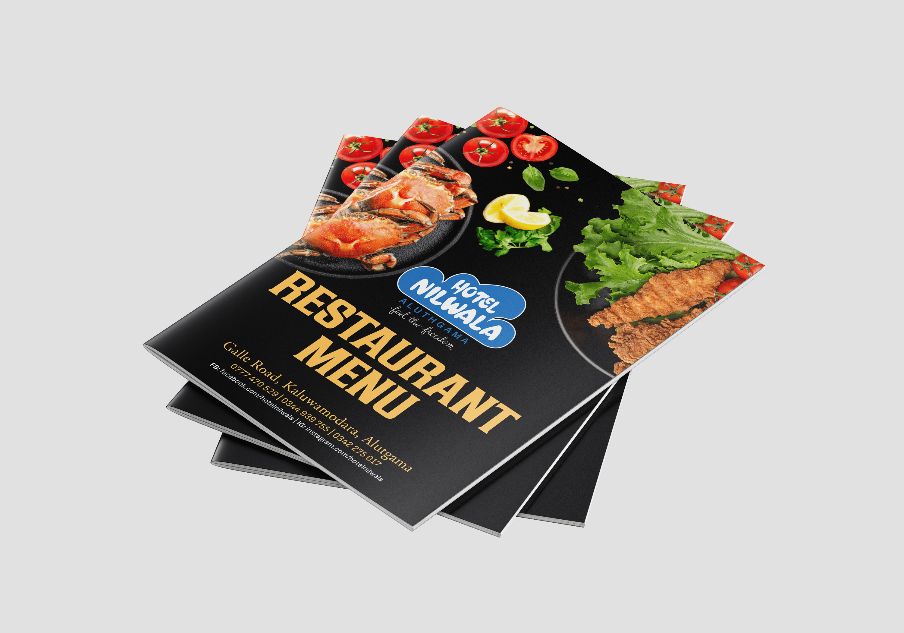 Hotel Nilwala menu design system for hospitality branding