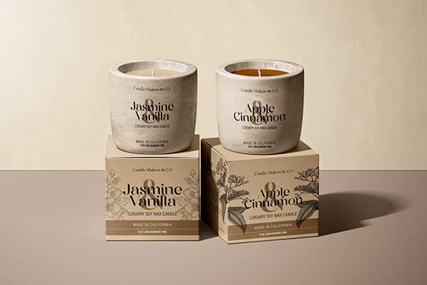 ScentForm candle packaging system with premium lifestyle styling